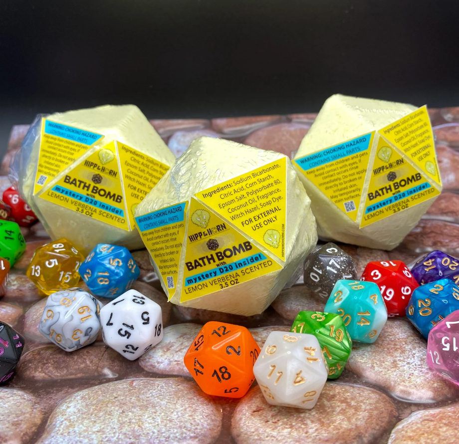 D20 Bath Bombs with Mystery D20 die inside