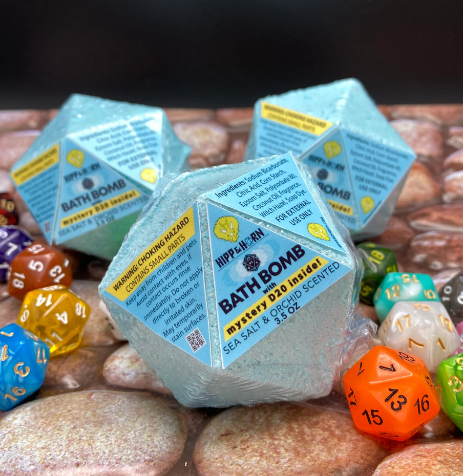 D20 Bath Bombs with Mystery D20 die inside