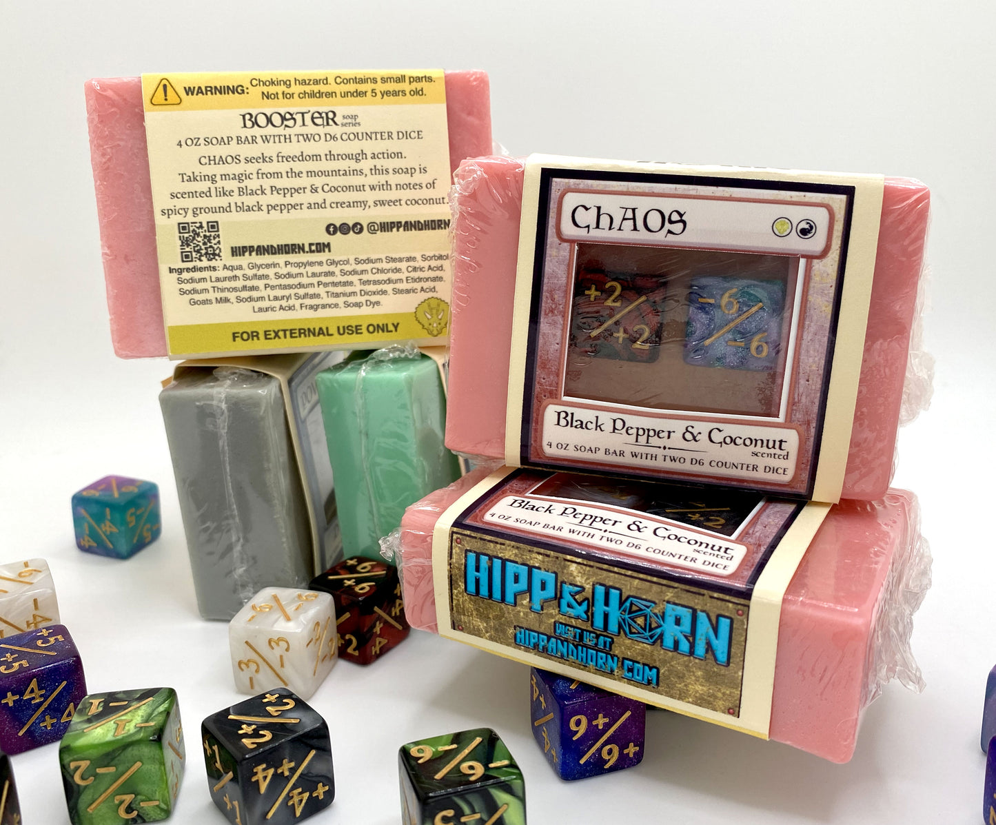BOOSTER Soaps - Magic Inspired Soap series with 2 embedded  D6 counter dice