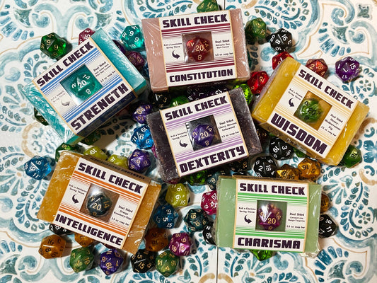 Skill Check Soap with Real D20 Die inside